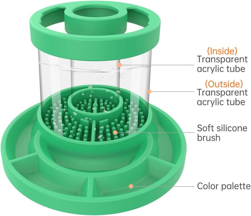 AimiDream Brush Rinse,Paint Brush Cleaner,Rinse Cup,Silicone Cleaning Cup for Acrylic, Watercolor, and Water-Based Mediums,Green - Image 2